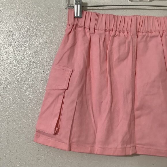 Pastel Pink Girly Feminine Preppy Coquette Casual Cargo Micro Mini Skirt Small - Picture 5 of 7